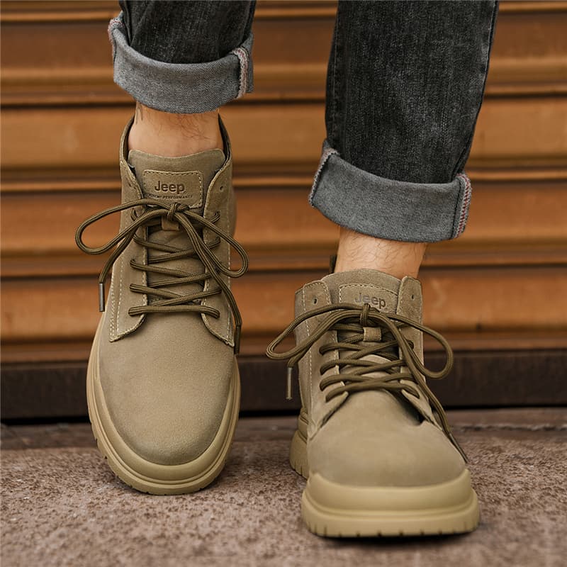 Мужские ботинки Martin до щиколотки Jeep светло-коричневого цвета на среднем каблуке