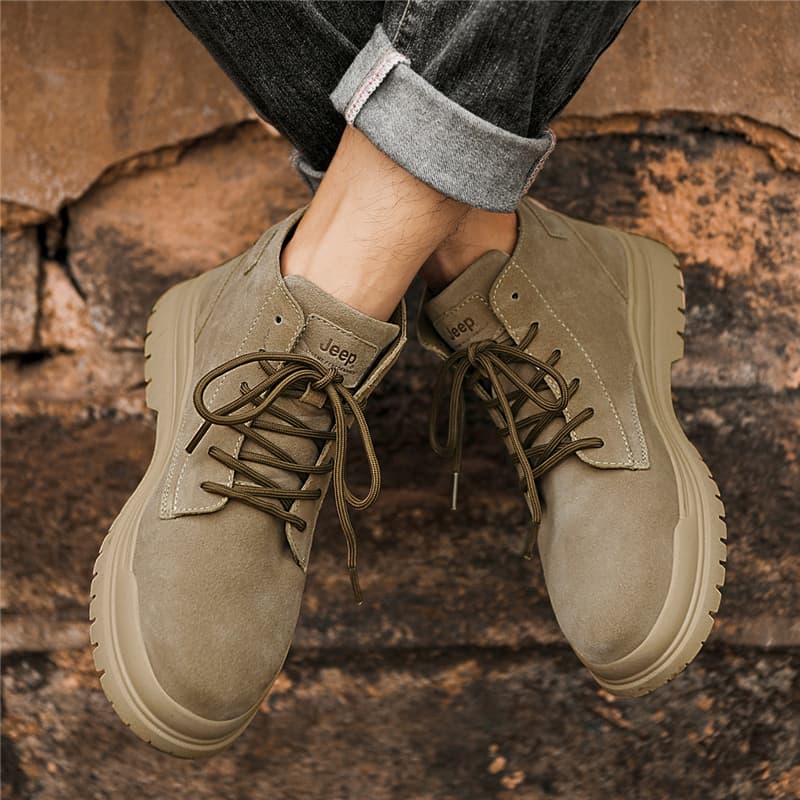 Мужские ботинки Martin до щиколотки Jeep светло-коричневого цвета на среднем каблуке