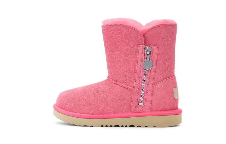 UGG Bailey Zip Short Thermal Abrasion Resistant Snow Boots Children Aged 3 7 Years Old Rose Pink