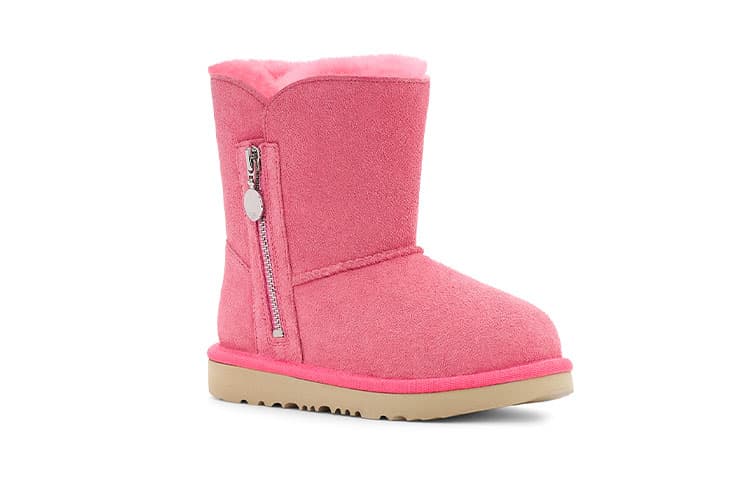 Короткие устойчивые к истиранию зимние сапоги UGG Bailey на молнии для детей в возрасте от 3 до 7 лет розового цвета