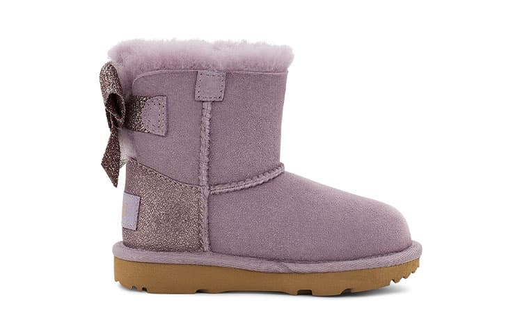 UGG Mini Bailey Bow блестящие зимние сапоги розового и фиолетового цвета для детей от 3 до 7 лет