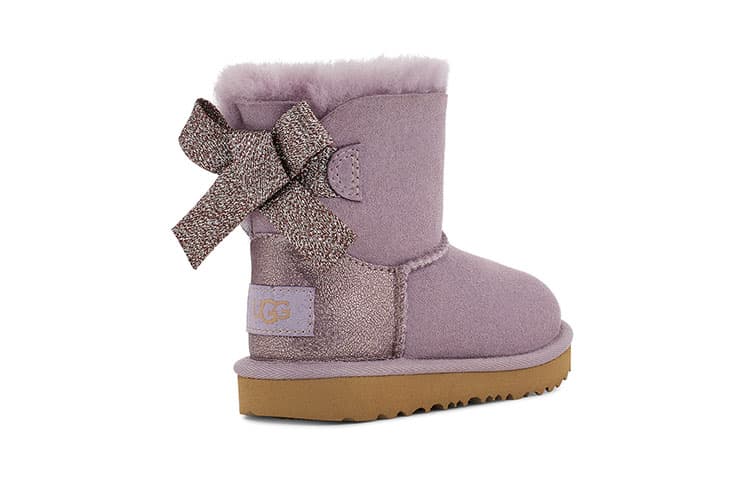 UGG Mini Bailey Bow блестящие зимние сапоги розового и фиолетового цвета для детей от 3 до 7 лет