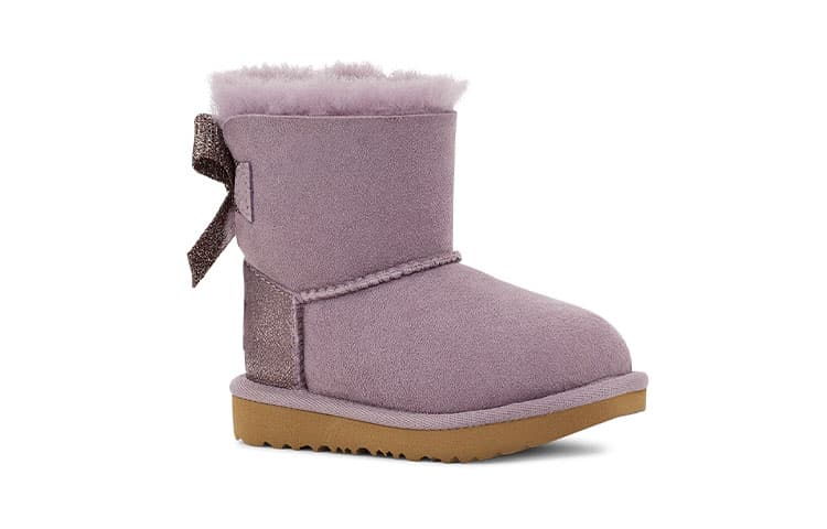 UGG Mini Bailey Bow блестящие зимние сапоги розового и фиолетового цвета для детей от 3 до 7 лет