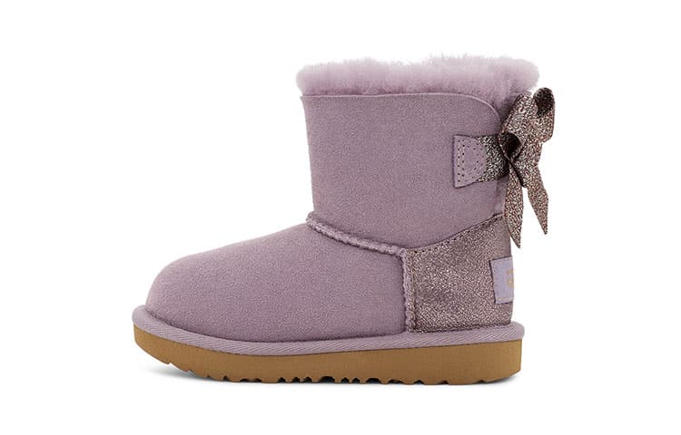 UGG Mini Bailey Bow Glit Snow Boots Pink Purple Children Aged 3 7 Years Old