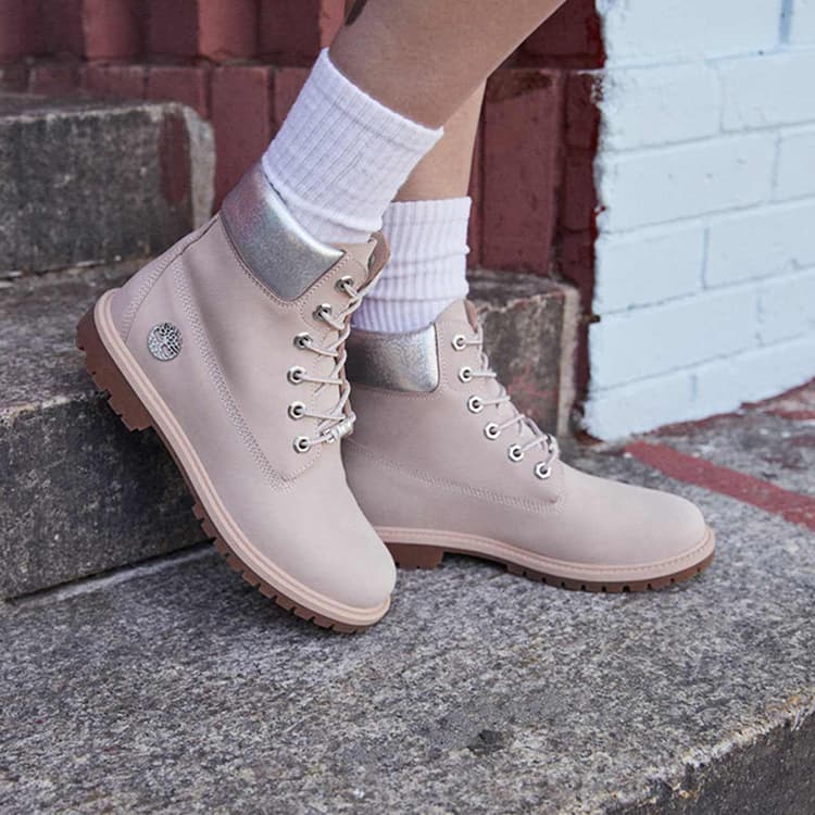 Женские водонепроницаемые ботинки Timberland Heritage 6 дюймов, светло-розовый нубук