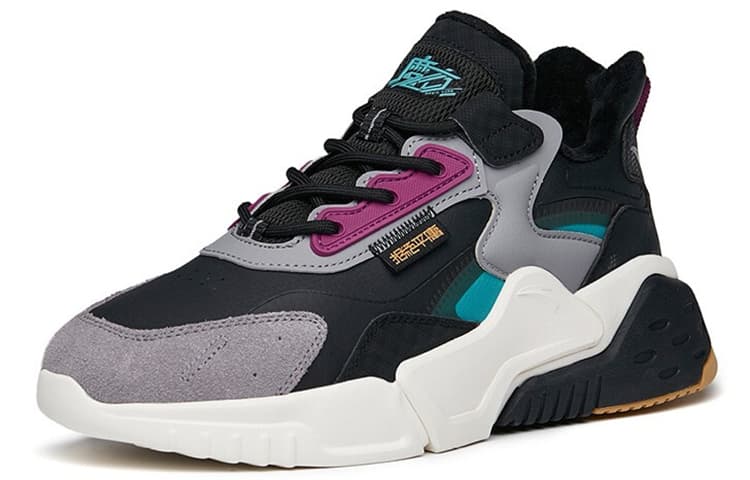 Anta Rubik's Cube Противоскользящие и износостойкие теплые низкие массивные кроссовки мужские черные серые