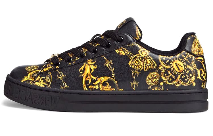 VERSACE Court 88 "Baroque Print" Sneakers Black Gold Women's’s