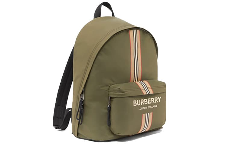 Рюкзак Burberry с логотипом и полосками Icon Stripe Зеленый/Бежевый