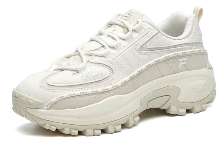 FILA Модные кроссовки Амортизирующие, износостойкие низкие массивные кроссовки женские белые серые