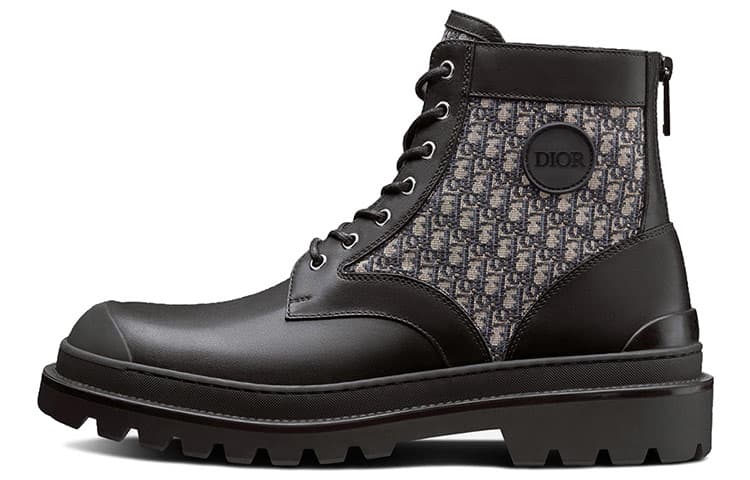 DIOR Explorer Ankle Boot Black Beige DIOR Oblique Jacquard