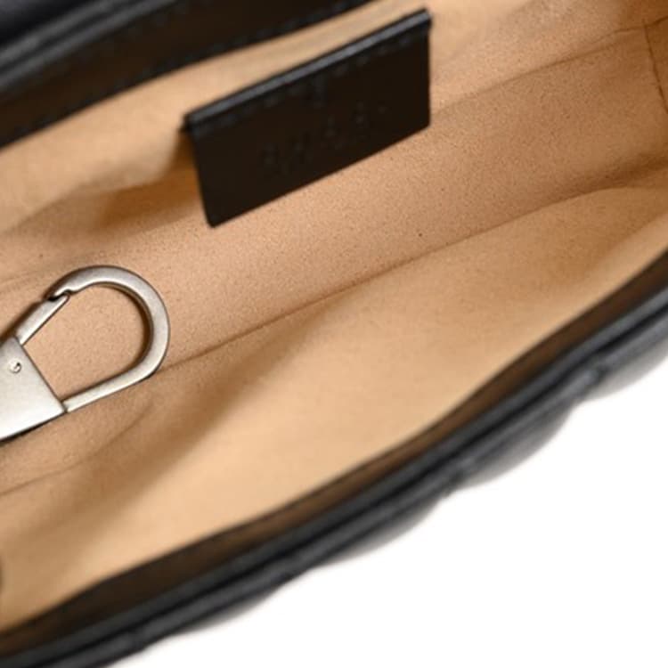 GUCCI GG Marmont Стеганая кожаная сумка через плечо, сумка через плечо Extra Mini Женская, черная