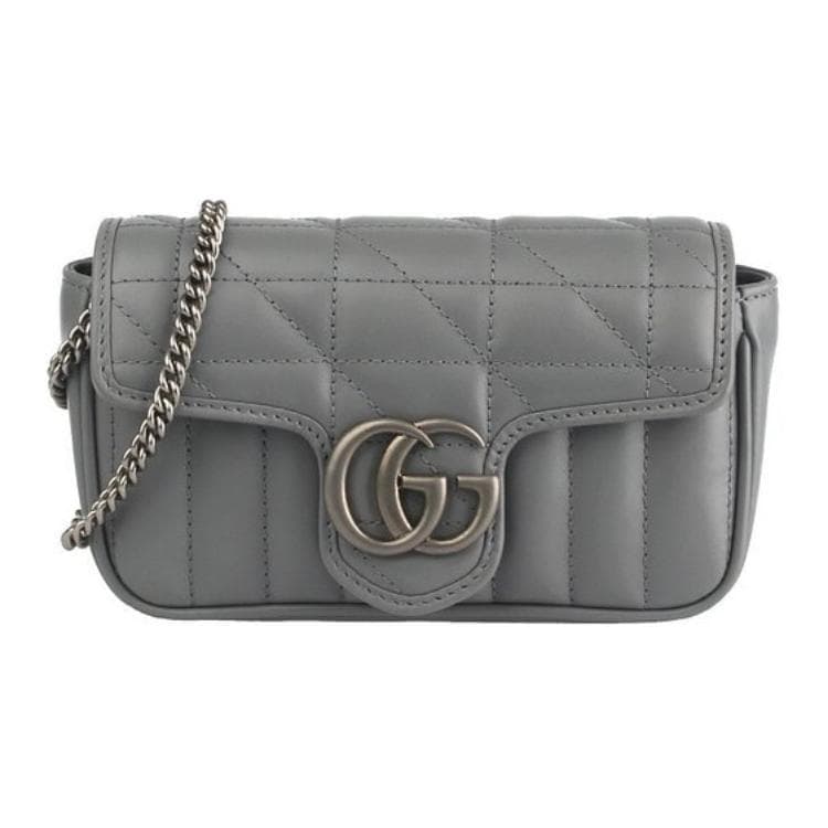 GUCCI Marmont Quilted Leather Shoulder Bag, Crossbody Bag Extra Mini Women's Gray