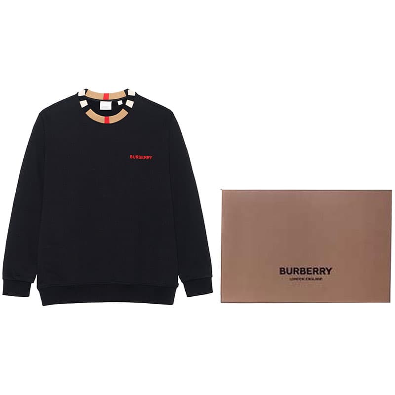 Burberry Пуловеры с круглым вырезом и длинными рукавами в полоску, черные