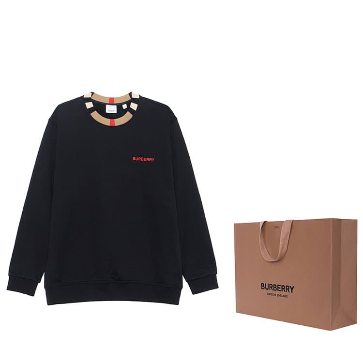 Burberry Пуловеры с круглым вырезом и длинными рукавами в полоску, черные