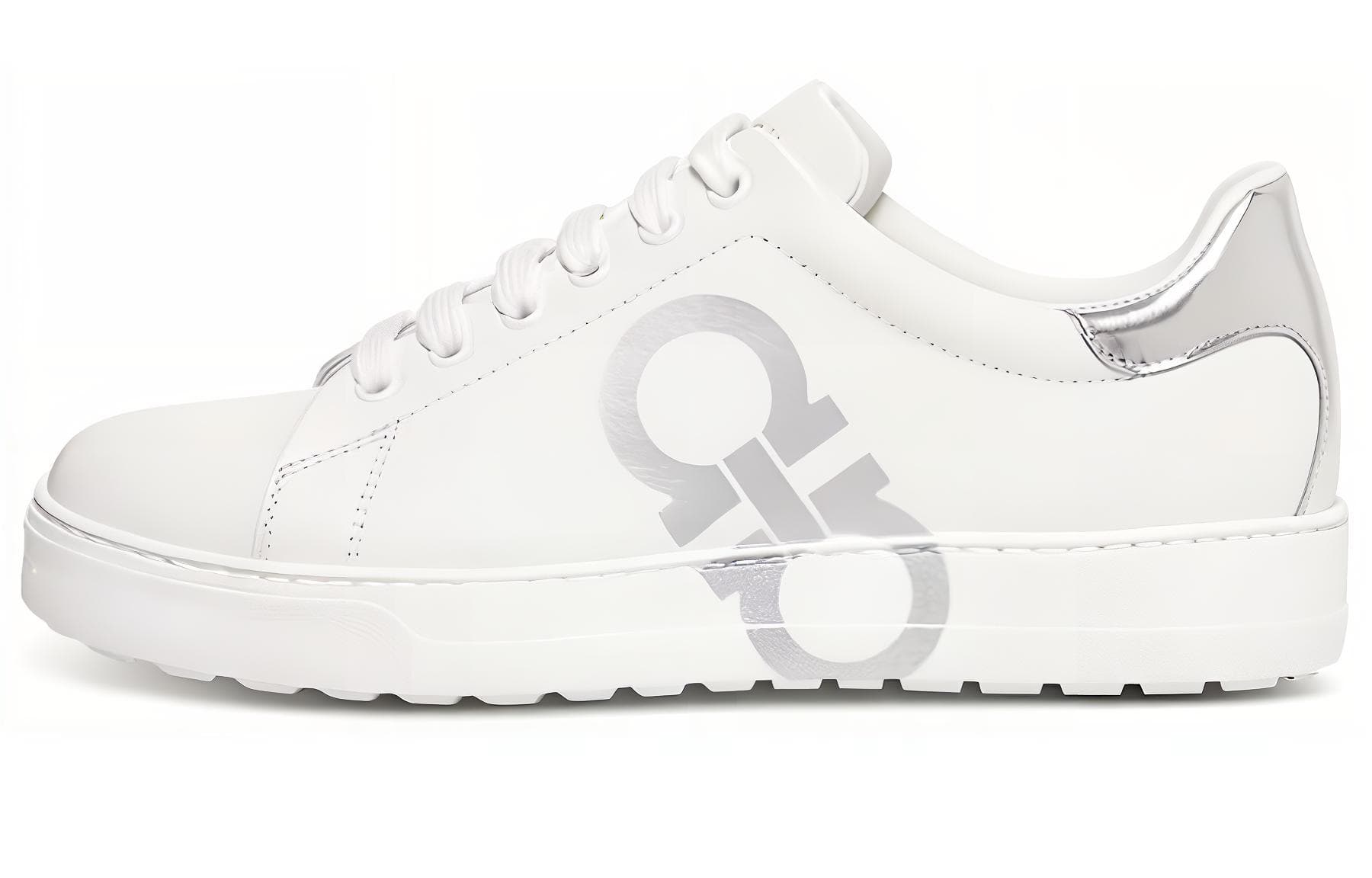 FERRAGAMO GANCINI Low Top Stylish Skateboarding Shoes Women's White