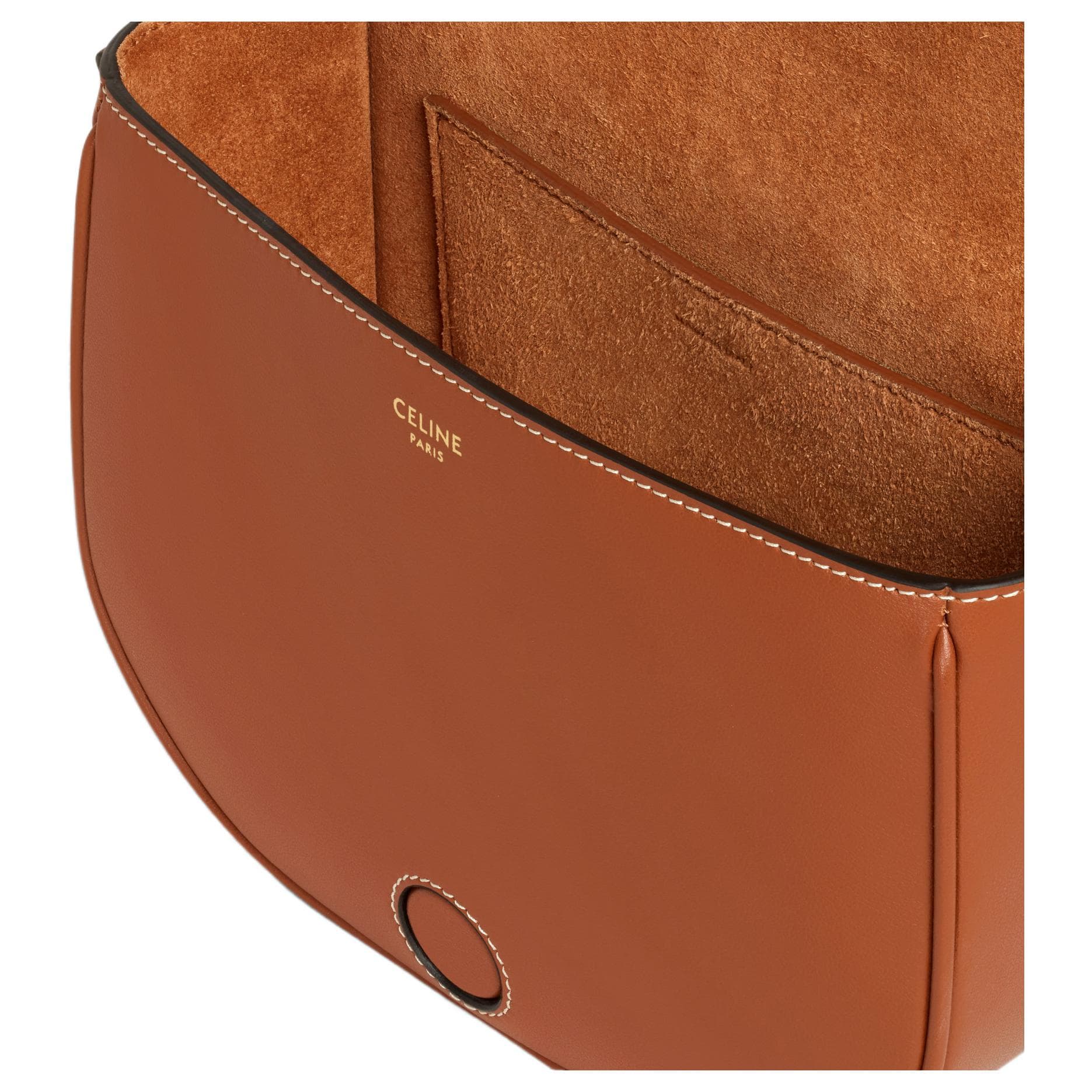 CELINE Cuir Triomphe гладкая коровья кожаная сумка через плечо женская сумка желтовато-коричневого цвета