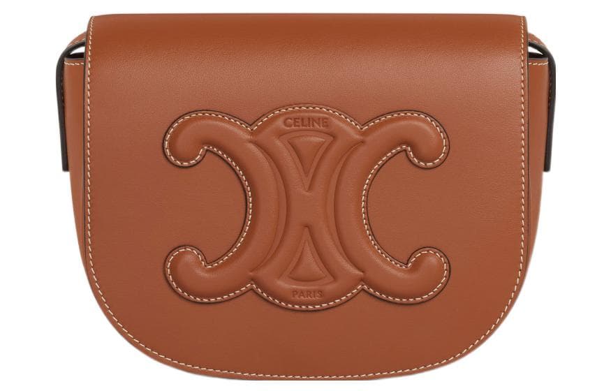 CELINE Cuir Triomphe Smooth Cow Leather Shoulder Bag Crossbody Bag Women's Tawny