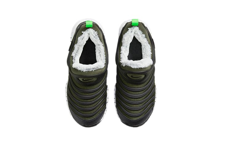 Nike Dynamo Free Caterpillar, плюшевые низкие кеды для детей, стильная детская обувь, черный, зеленый, для детей от 3 до 7 лет