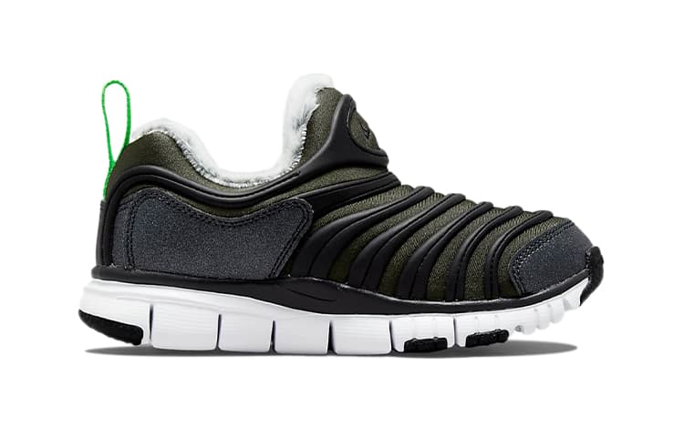 Nike Dynamo Free Caterpillar, плюшевые низкие кеды для детей, стильная детская обувь, черный, зеленый, для детей от 3 до 7 лет