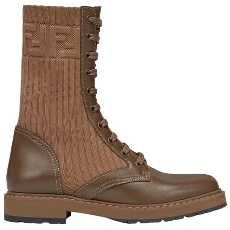 Женские байкерские ботинки FENDI FF Rockoko, коричневые