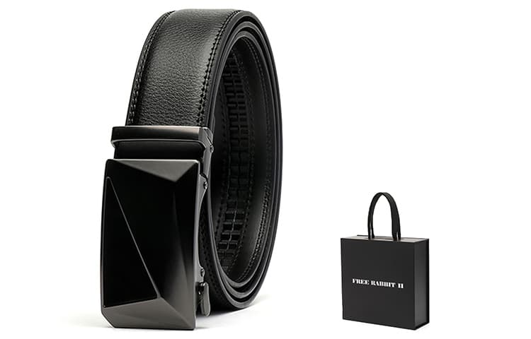 FREE RABBITⅡ 3D Effect Automatic Buckle Belt Business Trendy Belt Men's Black