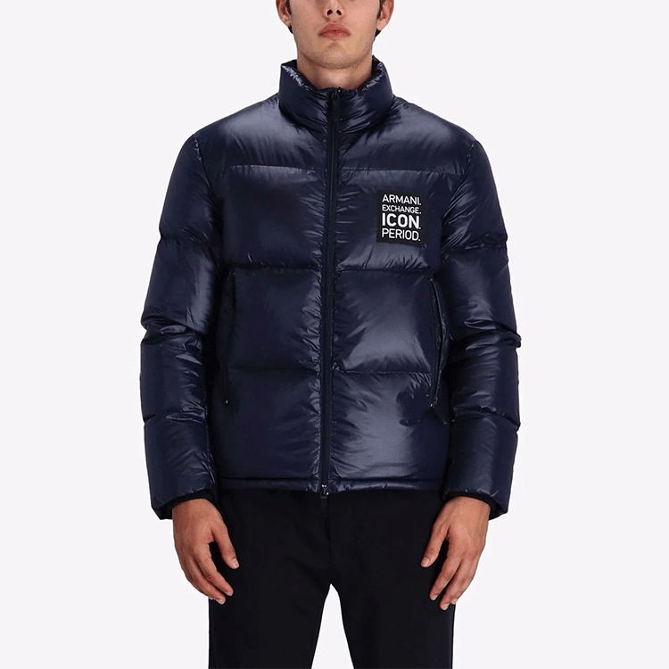 ARMANI EXCHANGE Пуховик на молнии с нашивкой-логотипом