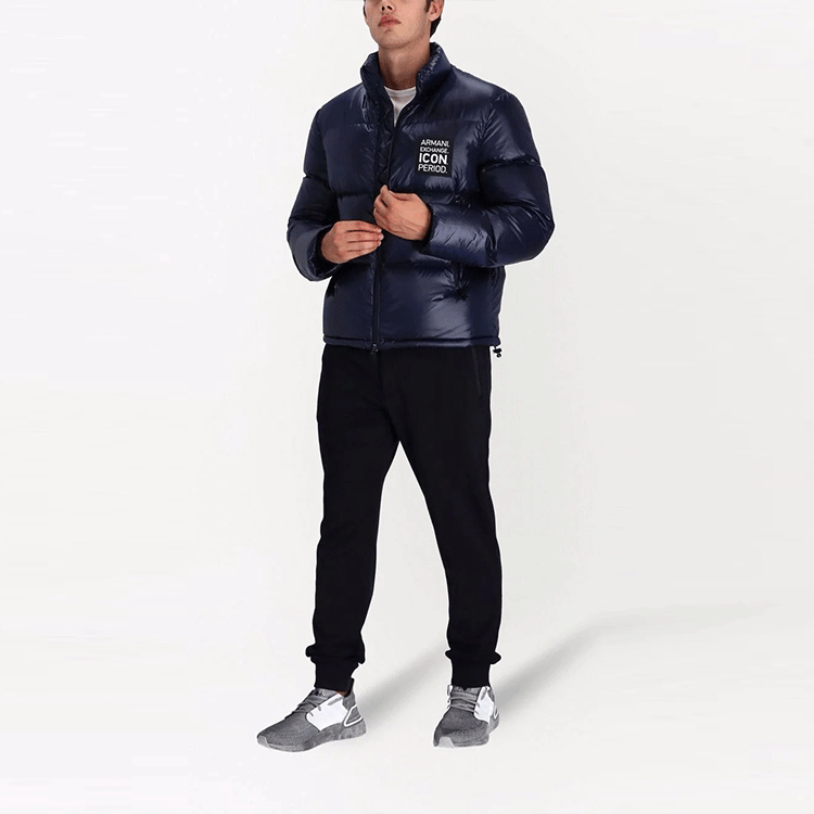 ARMANI EXCHANGE Пуховик на молнии с нашивкой-логотипом
