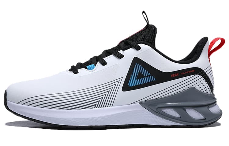 PEAK Leather Style Cushioned Wear-Resistant Breathable Slip-Resistant Low-Top Running Shoes Men's White Black