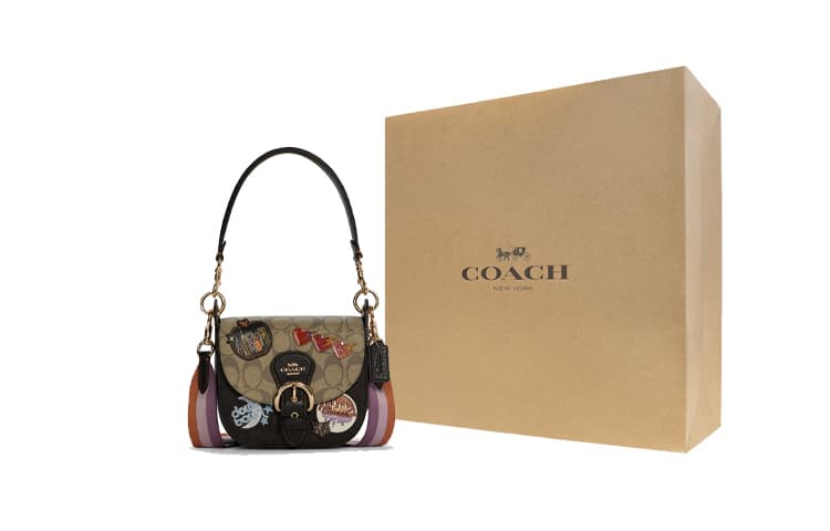 COACH Kleo Холст с кожаной холщовой сумкой Седельные сумки Сумка через плечо Сумка Обычная женская черная и хаки