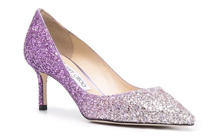 Jimmy Choo ROMY Женские туфли на тонком каблуке на высоком каблуке 6 см, белые, фиолетовые с градиентом