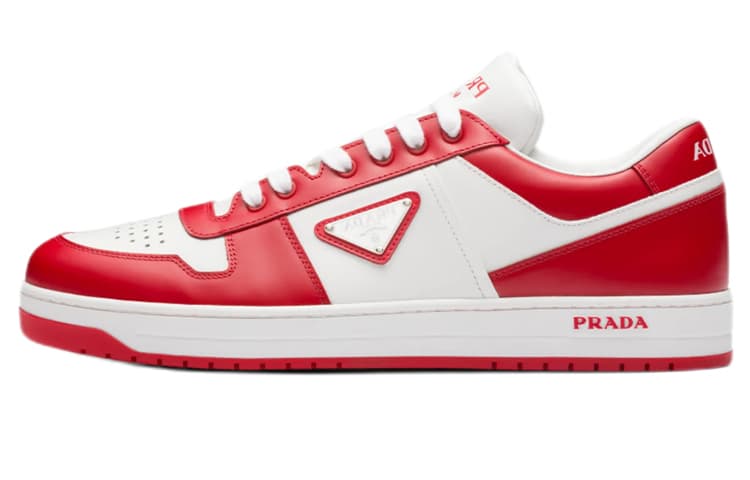 PRADA Downtown Leather Sneakers Red