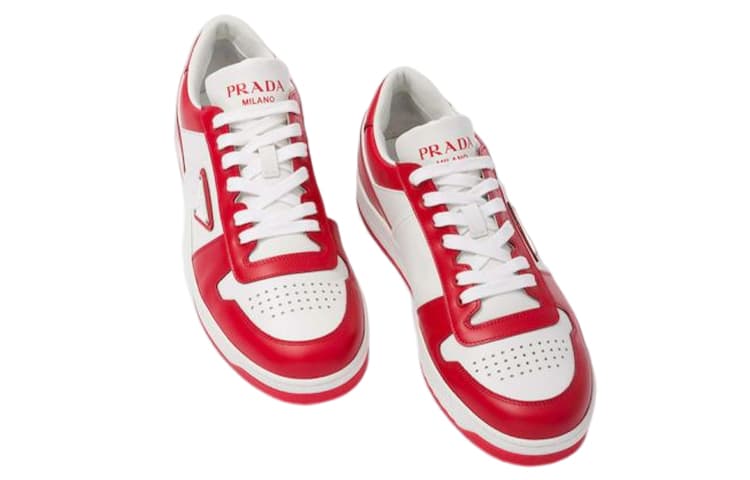 Кожаные кроссовки PRADA Downtown красные