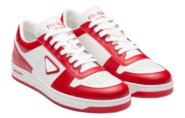 Кожаные кроссовки PRADA Downtown красные