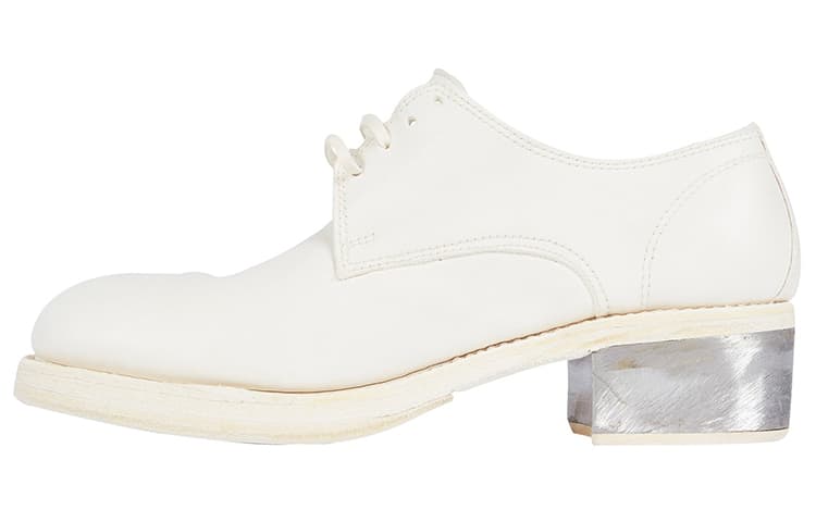 GUIDI Soft Horse Leather Flat Shoes Women's White Silver Root