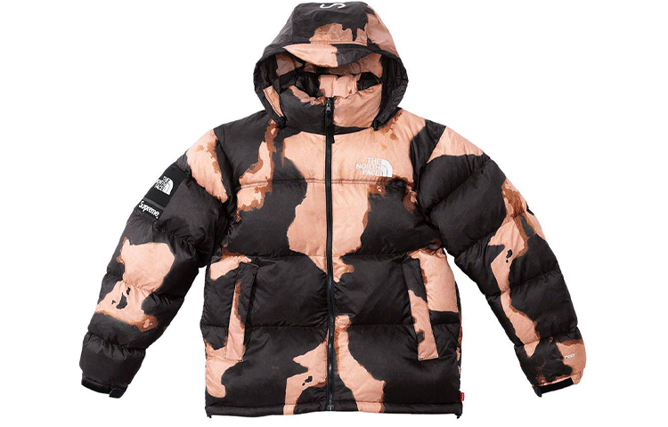 Supreme The North Face Bleached Denim Print Nuptse Jacket