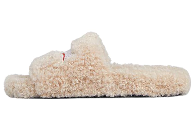 Balenciaga Furry Home Slippers Beige
