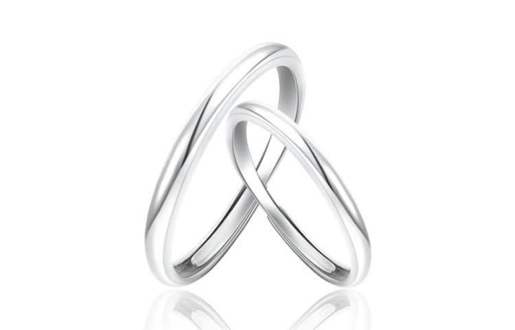 SIMPLE JOYS S925 Silver Rings Unisex 2 Pack 1 Pair Silver+White