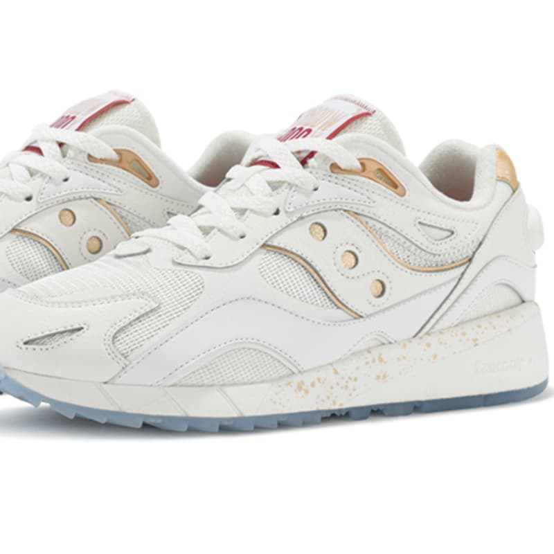 Saucony Shadow 6000 износостойкие повседневные кроссовки с низким верхом унисекс белое золото