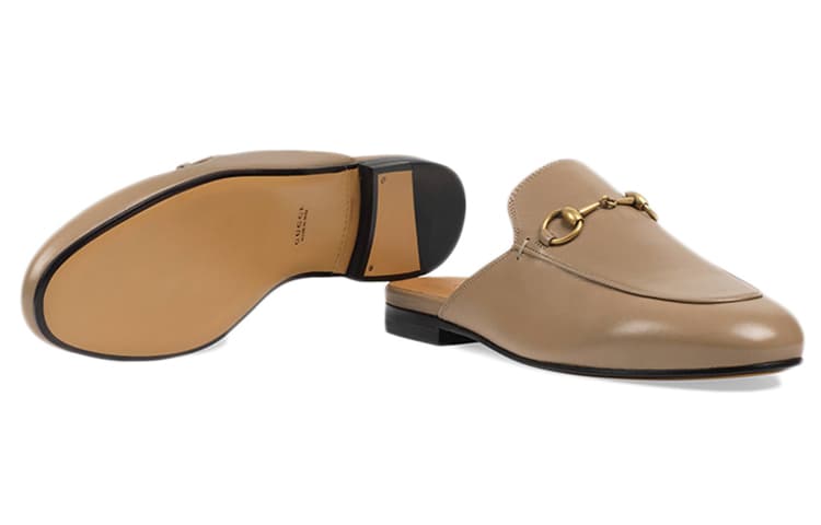 GUCCI Princetown Тапочки коричневые кожаные женские