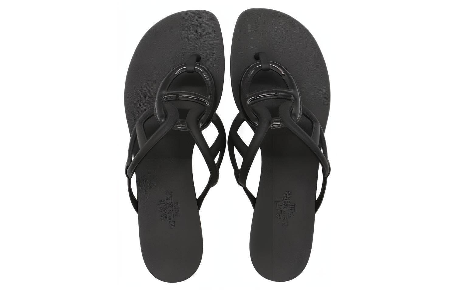 Резиновые сандалии HERMES черные женские