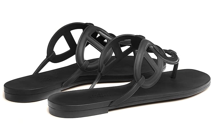 Резиновые сандалии HERMES черные женские