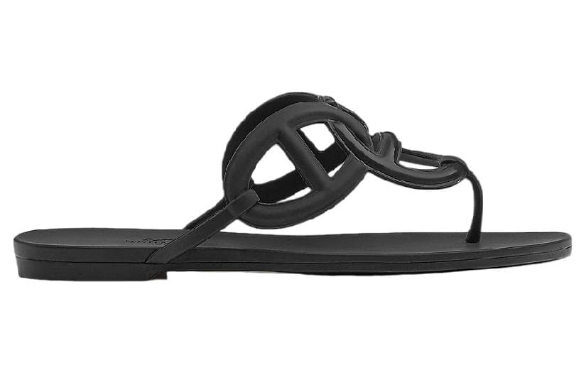 Резиновые сандалии HERMES черные женские