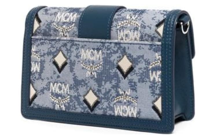 MCM Monogram Жаккардовая текстильная сумка через плечо, мини-сумка через плечо женская, синяя