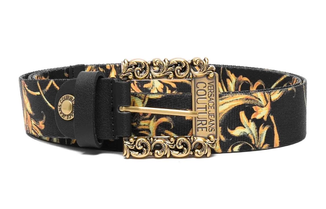 VERSACE JEANS COUTURE Canvas Leather Belts Unisex Multicolor Width 3.5cm