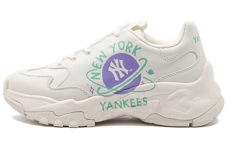 MLB Big Ball Chunky Planet Cushioning Anti-Slip And Wear-Resistant Low-Top Chunky Sneakers Unisex White Green