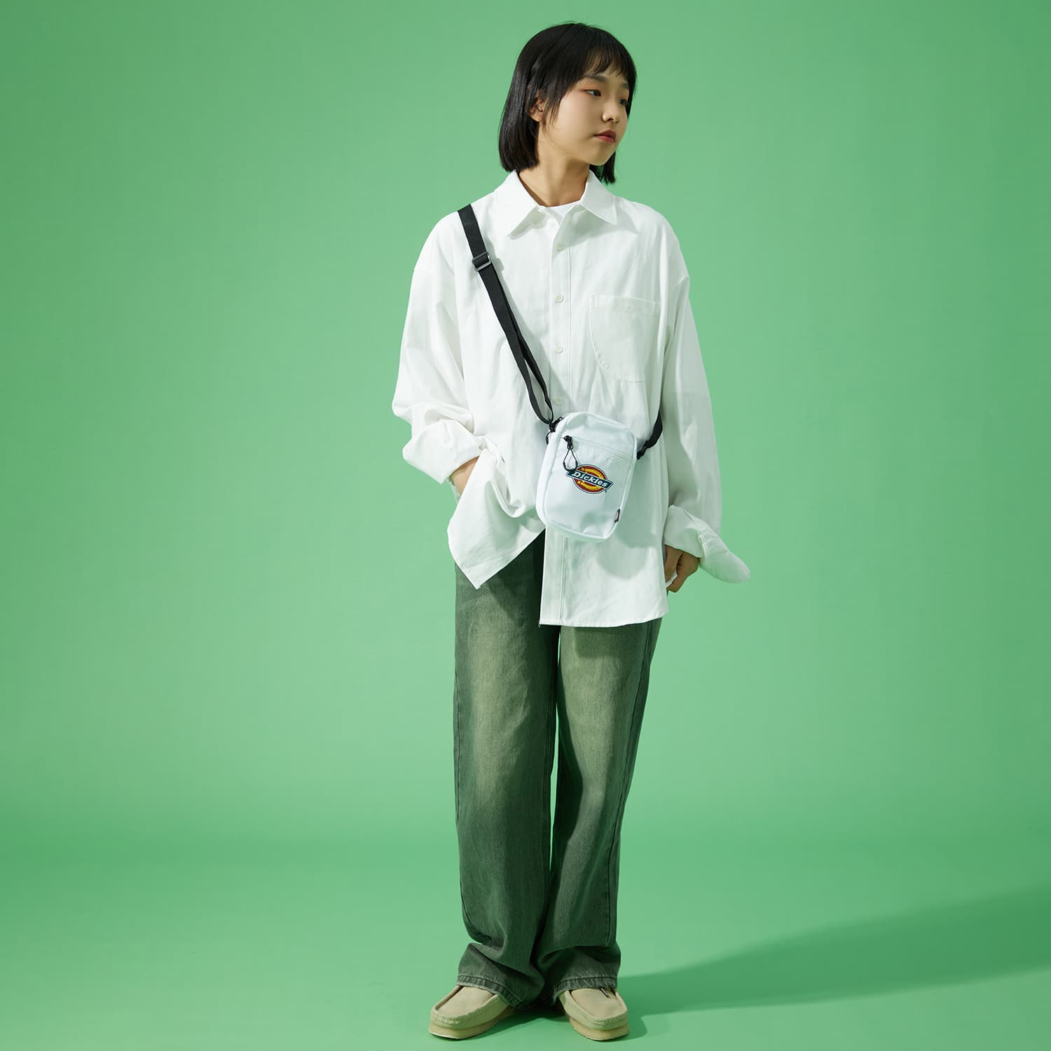 Сумка через плечо Dickies из полиэстера, сумка через плечо с чехлом для мобильного телефона унисекс, белая