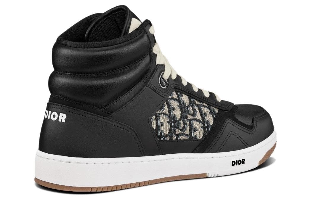 Высокие кеды DIOR B27 Черный Бежевый Черный Жаккард DIOR Oblique
