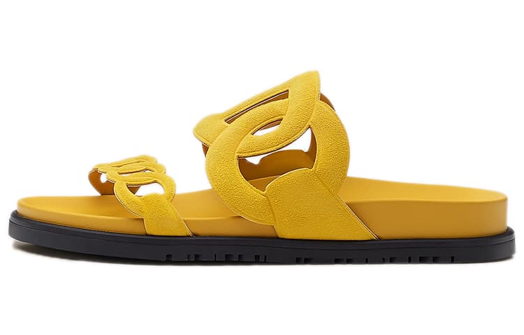 HERMES Extra Slide Slippers Women's Gravel Yellow