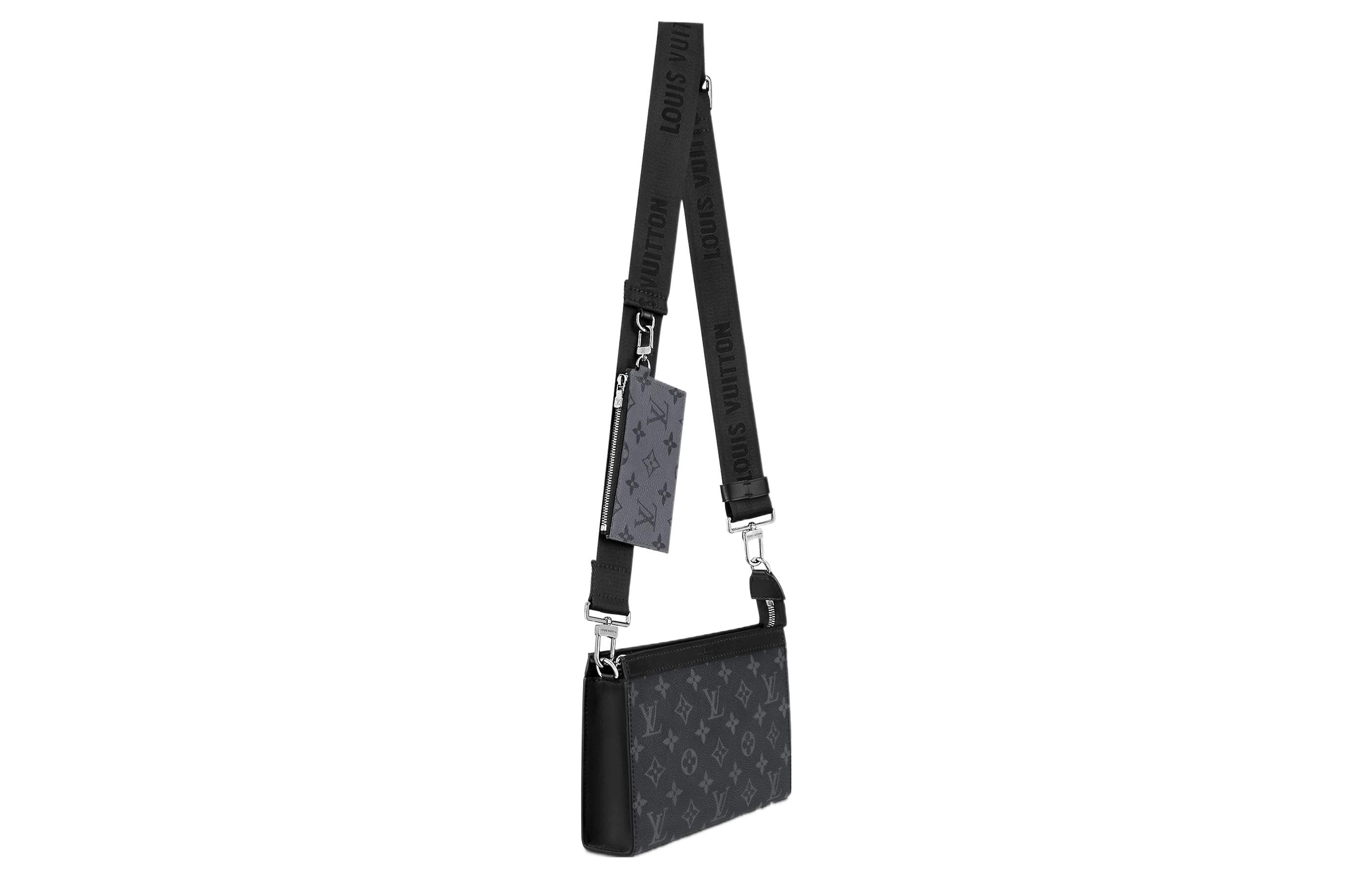 LOUIS VUITTON Gaston Носимый кошелек Monogram Eclipse Reverse, черный