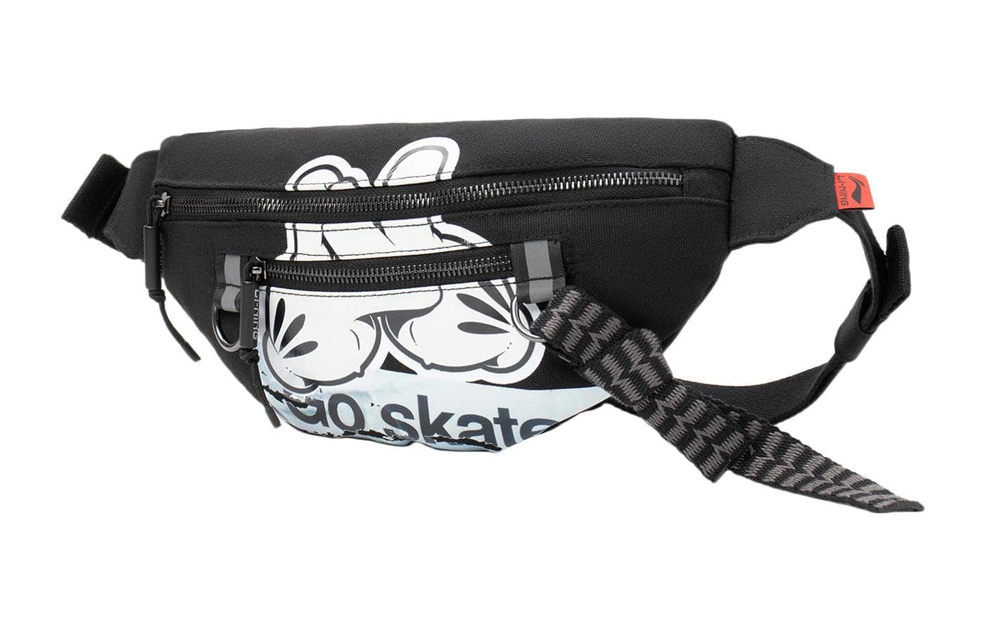 LiNing OG SLICK Collaboration Skateboard Fabric Shoulder Bag, Crossbody Bag, Sling Bag, Fanny Pack Regular Unisex Black